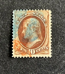 mystamps US #150, 10 cent Jefferson, 1870, used, VF - Picture 1 of 2
