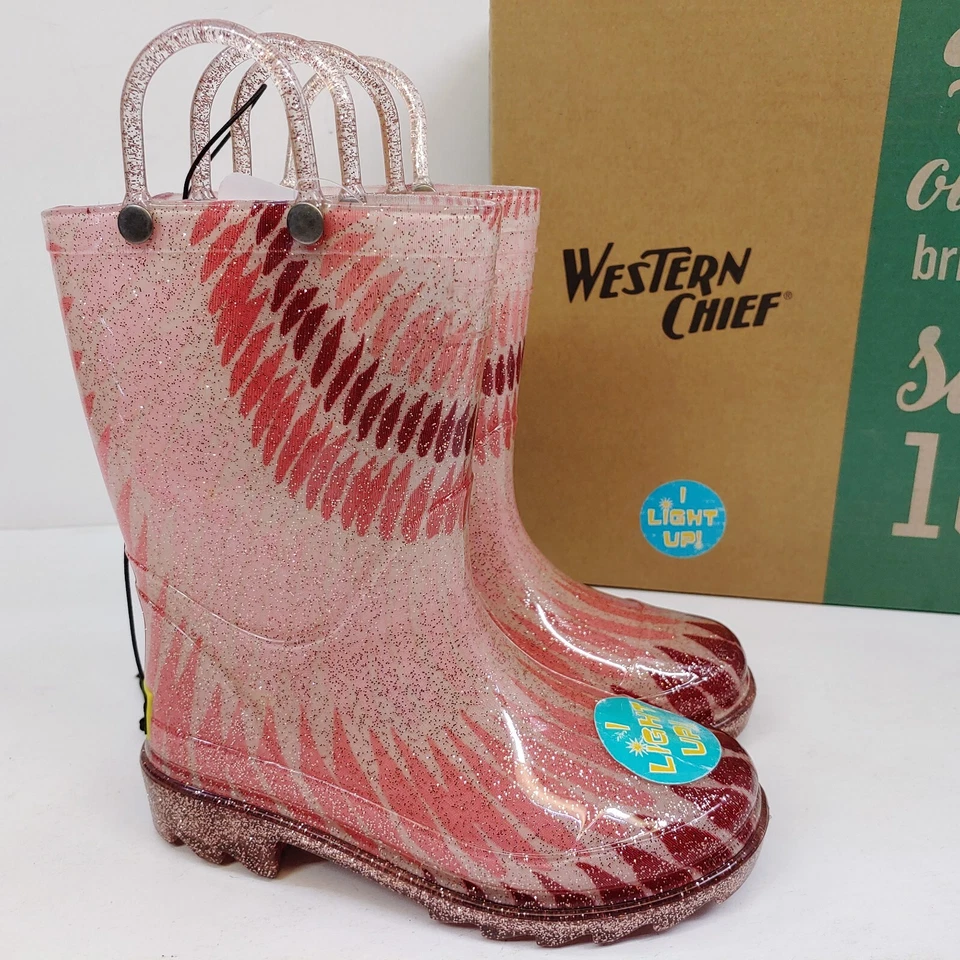 Botas Western Chief Tie Dye Iluminadas Lluvia Barro Niñas Talla 10 Niño Pequeño Oro Rosa Foto 1 de 1