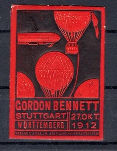 ZEPPELIN/Flugpost 1912 GORDON BENNETT gute VIGNETTE BALLONFLUG (CA1472 - Bild 1 von 1