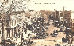 Princeton Wisconsin RPPC Busy Street Scene early 1900s - Picture 1 of 2