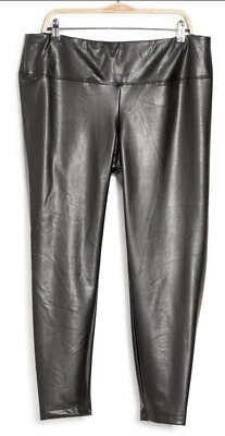 Catherine Malandrino Plus Faux Leather High Rise Leggings Stretch Black Size 3X - Image 1 of 4