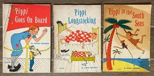 Lot Of 3 Pippi Longstocking Paperback Books 1970s~ South Seas~ On Board - Bild 1 von 12