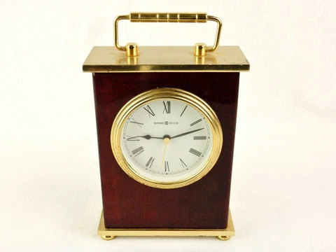 Howard Miller Rosewood Bracket Tabletop Clock, Model #613528, Brass Frame, Works Cover