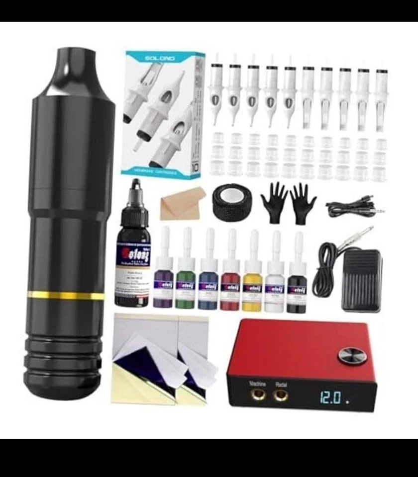 Тату набор, Solong профессиональный тату пистолет набор для начинающих, США продавец бесплатно 🚢 - Изображение 1 из 1