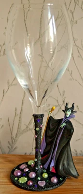 Disney Maleficent - Large Handmade Glitter Wine Glass - Image 1 of 4
