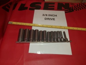 Snap On Imperial Deep Sockets 3/8 inch Drive 12 sockets on rail - good condition - Picture 1 of 10