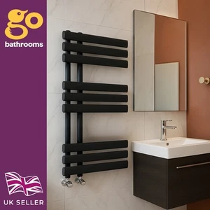 Grey Heated Towel Rail Bathroom Radiator Modern Offset Rad 820 x 500mm - Picture 1 of 6