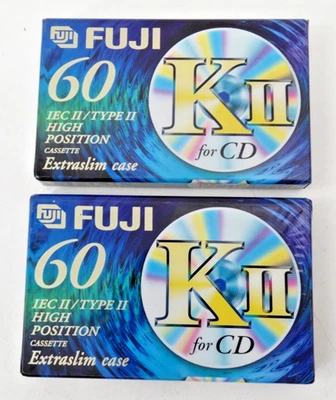 Lot de 2 cassettes audio vierges neuves scellées FUJI 60 min - Idéal musique - Photo 1/2