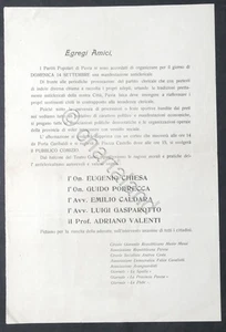 Partiti Popolari di Pavia - Avviso per manifestazione anticlericale - 1910 ca. - Bild 1 von 1