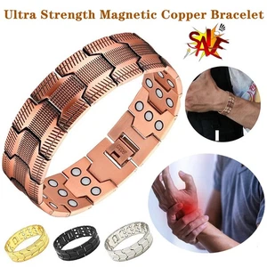 3-Row Ultra Strength Magnetic Bracelet For Men Health Copper Bracelet 57 Magnet - Picture 1 of 33