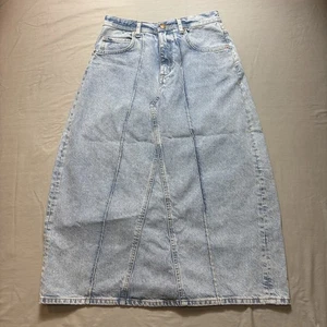 ANTHROPOLOGIE x PILCRO Skirt Womens 6 Denim Pocket Midi Western Boho Hippie - Picture 1 of 6