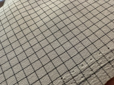 5 YARDS Faux SILK  Gray Black Check Fabric Cotton Polyester 42"W NEW 1990s - Image 1 of 4