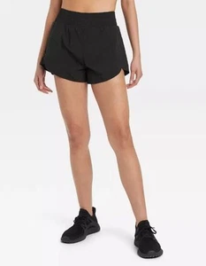 NEW NWT Black Sz XL Elastic Waist Built In Brief Athletic Running Shorts Pockets - Picture 1 of 3
