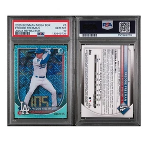 2025 Bowman - Freddie Freeman #5 Aqua Mojo Refractor /125 Dodgers PSA 10 Pop 1 - Picture 1 of 1