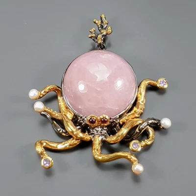 Handmade 50 ct+ Natural Morganite Pendant 925 Sterling Silver  /NP52257 - Image 1 of 4