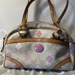 Coach Peyton Signature Clover satchel bag Purple Color Pop Signature C Purse - Picture 1 of 24
