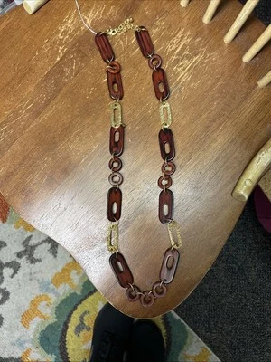 Joan Rivers Goldtone And Wooden Necklace - Image 1 of 4