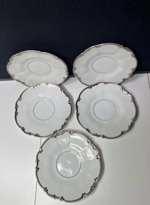 HUTSCHENREUTHER BAVARIA SYLVIA Platinum Trim REPLACEMENT Saucer Set Of 5 - Picture 1 of 5