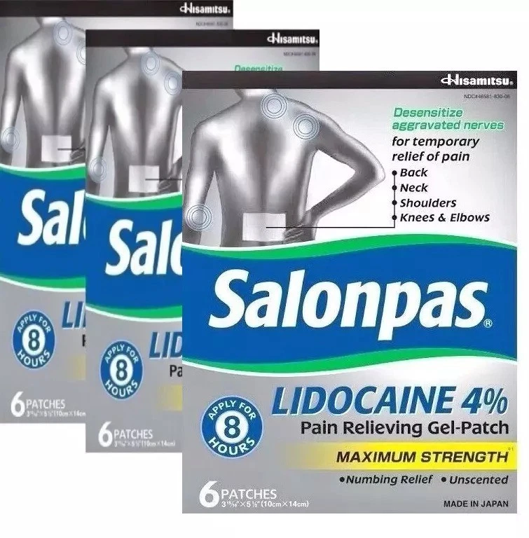 Pack de 3 PARCHES GEL ANALGÉSICOS SALONPAS 4%, 18 PARCHES GEL Envío Rápido Foto 1 de 1