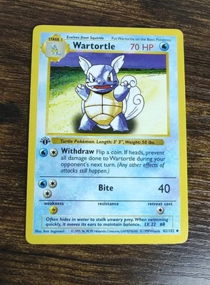 Pokemon Wartortle 42/102 1st Edition Shadowless Base NM - Image 1 of 3