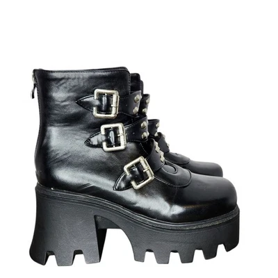Mujeres Gruesas Tacón Alto Plataforma Hebilla Punk Gótico Botines Creeper talla 8.5 Foto 1 de 4