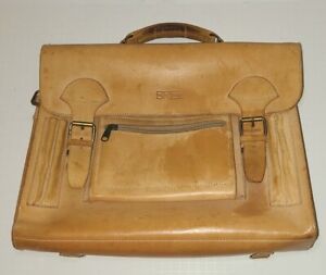 BREE Germany- London Tan Thick Saddle Leather  Briefcase/Attaché  Wonderful Cond