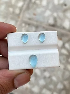 Beautiful Natural Aquamarine 3 Pieces Set Pear Shape Cabochons Stones 5.07 Carat - Image 1 of 4