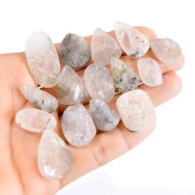15 Pcs 240 Cts Natural Clear Quartz Druzy Gemstone Lot 17x11 32x17 mm #2653 - Image 1 of 4