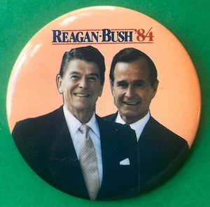 1984 'Reagan-Bush '84' Ronald Reagan Presidential Re-Election Campaign Pinback - Picture 1 of 2