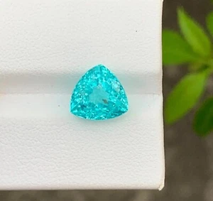 Piedra preciosa suelta de turmalina azul natural certificada de 7,21 quilates paraiba corte trillón - Imagen 1 de 4