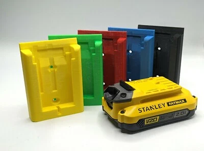 Wall Mount for Stanley Fatmax 18v V20 Batteries -Wall or Undershelf (Qty:1)