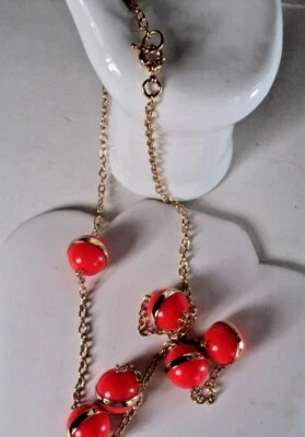 J.Crew GOLD WOmen's Semistone Orange Bauble Necklace NWOT 120RARE FIND - Image 1 of 4