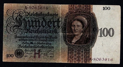 Germany 100 Reichsmark 1924 Berlin Reichsbank DEU-177a Ro.171a P-178 RARE - Image 1 of 3