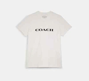 Nueva camiseta Coach Essential en algodón orgánico blanca C8786 grande para mujer - Imagen 1 de 2