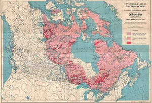 Mapa de áreas favorables para prospección de geología del escudo precámbrico canadiense 1906 - Imagen 1 de 3