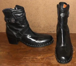 Harley Davidson Bella 84420 Black Leather Moto Riding Boots Women’s EU 40/ US 9M - Picture 1 of 18