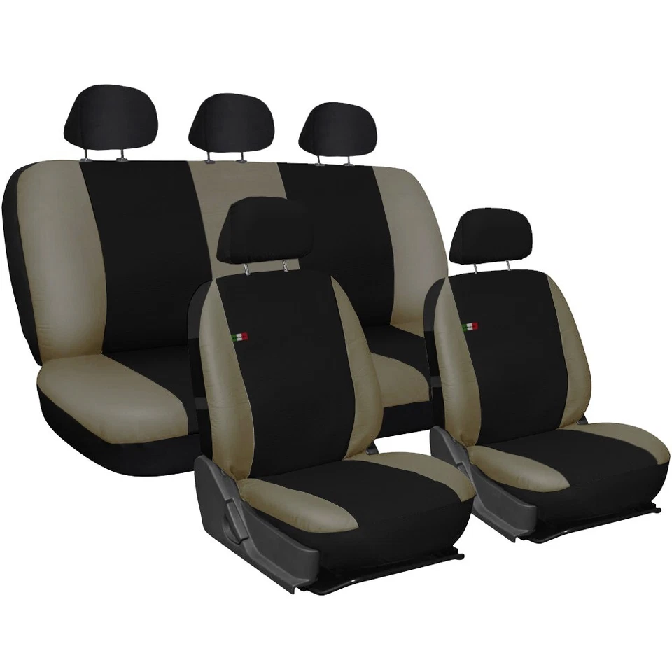 Coprisedili FIAT PANDA in ecopelle con posteriore intero Nero / Beige