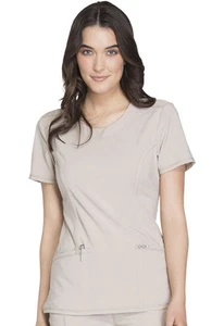Cherokee Scrubs Round Neck Top 2624A KAK Khaki Free Shipping - Picture 1 of 6