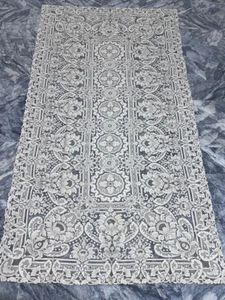 Vintage Large Lace work Italian grey embroidery / Table Cover / Table Cloth - Picture 1 of 10