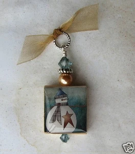Country Christmas Charm Pendant  Snowman Xmas Winter Altered Art - Picture 1 of 1