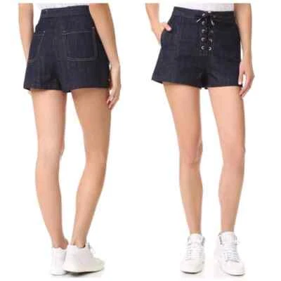 Pantalones cortos de mezclilla RAG & BONE de tiro alto con cordones en azul resina para mujer talla 24 Foto 1 de 4