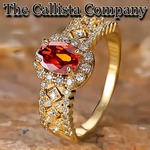 1.7K+ Vendido CALLISTA CO. CREADO EN LABORATORIO 0.76 CT ROJO CORTE OVALADO 3A+CZ RG TALLA 6-8 ✓ - Imagen 1 de 3