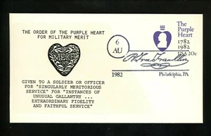 US FDC #U603 Quinn Label VI / Chris 1c / LGS 1982 PA Purple Heart 1st Unofficial - Picture 1 of 2