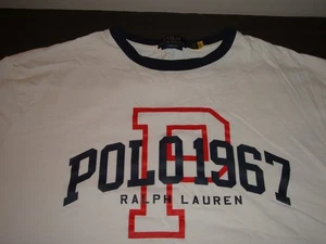 Polo Ralph Lauren Shirt Mens Sz L Ringer Spell Out 1967 Single Stitch - Picture 1 of 4