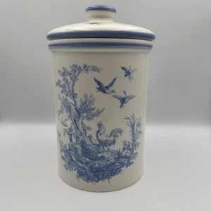 Aux Au Provence French County Rare Blue & White Rooster Canister Large 8" tall - Picture 1 of 23