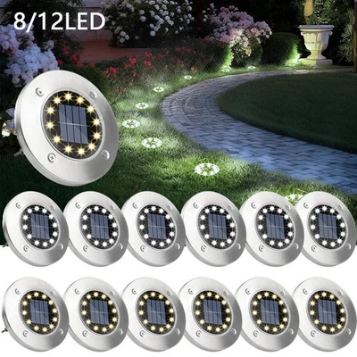 Solarleuchte Bodenstrahler 8/12LED Außen Solarlampe Bodeneinbau Gartenstrahler - Bild 1 von 4