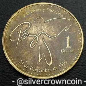 Guatemala 1 Quetzal 2017. KM#284a. Magnetic Thin One Dollar coin. Bird. - Picture 1 of 8