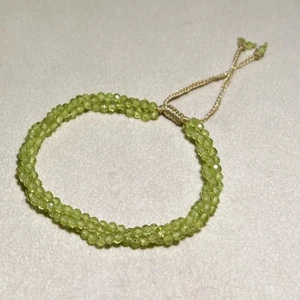 Sunlit Olivine~ Natural Peridot Artisan Made Beaded Macrame Gemstone Bracelet - Picture 1 of 11