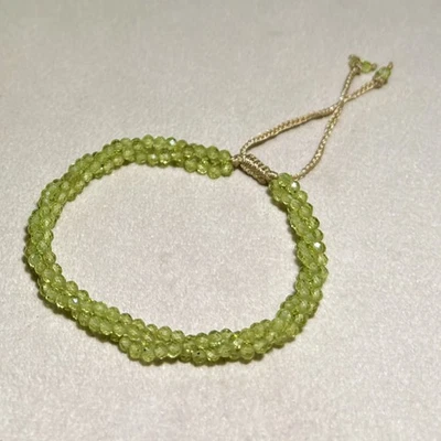 Sunlit Olivine~ Natural Peridot Artisan Made Beaded Macrame Gemstone Bracelet - Image 1 of 4