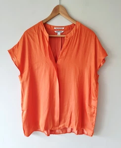 COUNTRY ROAD Orange Short Sleeve Blouse SIZE 10 v neck top - Picture 1 of 5